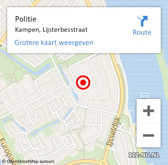 Locatie op kaart van de 112 melding: Politie Kampen, Lijsterbesstraat op 19 juli 2024 11:26