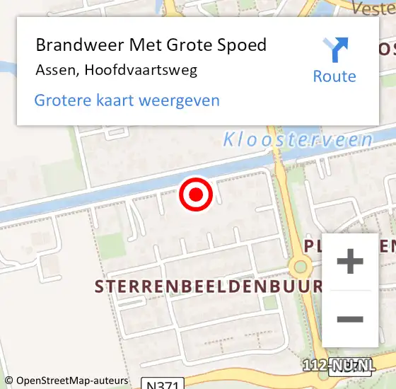 Locatie op kaart van de 112 melding: Brandweer Met Grote Spoed Naar Assen, Hoofdvaartsweg op 19 juli 2024 11:27