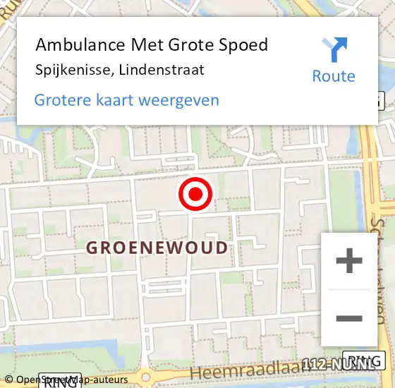 Locatie op kaart van de 112 melding: Ambulance Met Grote Spoed Naar Spijkenisse, Lindenstraat op 19 juli 2024 11:34