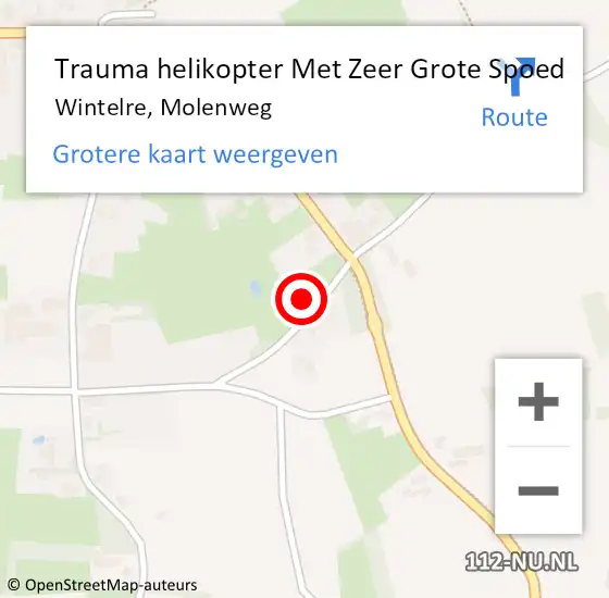 Locatie op kaart van de 112 melding: Trauma helikopter Met Zeer Grote Spoed Naar Wintelre, Molenweg op 19 juli 2024 11:37
