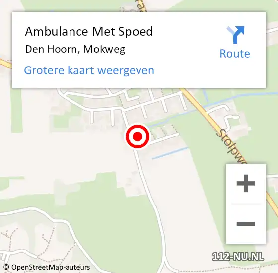 Locatie op kaart van de 112 melding: Ambulance Met Spoed Naar Den Hoorn, Mokweg op 19 juli 2024 11:37