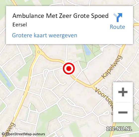 Locatie op kaart van de 112 melding: Ambulance Met Zeer Grote Spoed Naar Eersel op 19 juli 2024 11:38