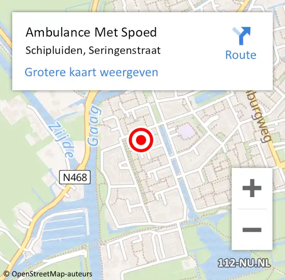 Locatie op kaart van de 112 melding: Ambulance Met Spoed Naar Schipluiden, Seringenstraat op 19 juli 2024 11:50