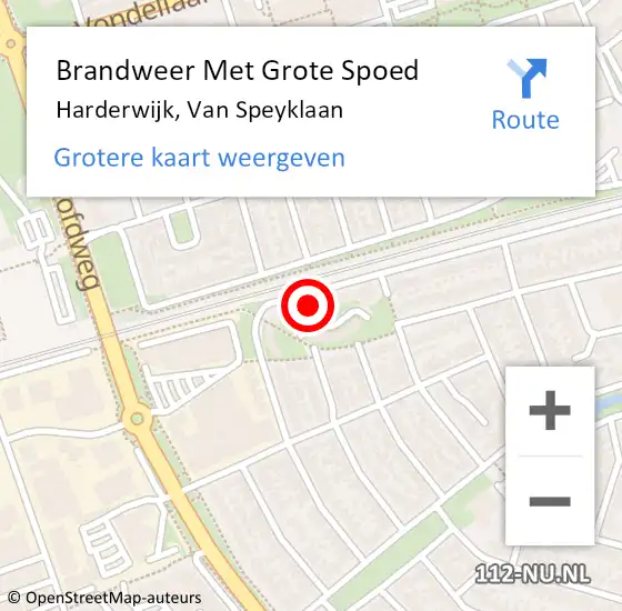 Locatie op kaart van de 112 melding: Brandweer Met Grote Spoed Naar Harderwijk, Van Speyklaan op 19 juli 2024 11:54