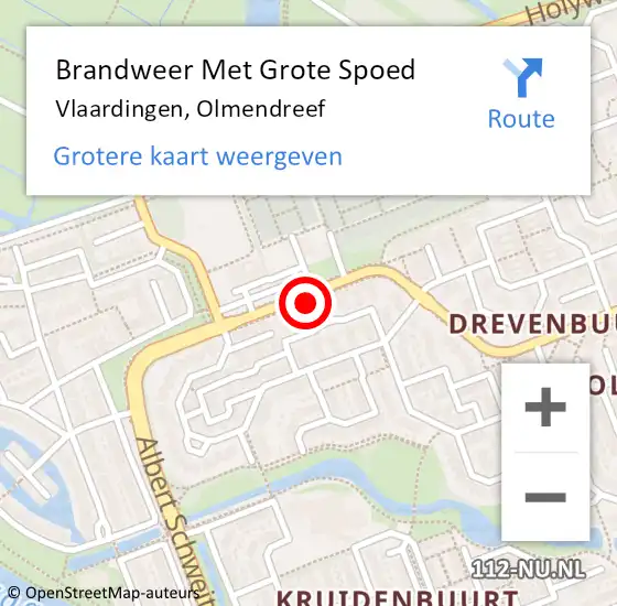 Locatie op kaart van de 112 melding: Brandweer Met Grote Spoed Naar Vlaardingen, Olmendreef op 19 juli 2024 11:58