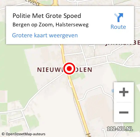 Locatie op kaart van de 112 melding: Politie Met Grote Spoed Naar Bergen op Zoom, Halsterseweg op 19 juli 2024 12:11