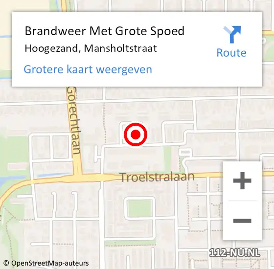 Locatie op kaart van de 112 melding: Brandweer Met Grote Spoed Naar Hoogezand, Mansholtstraat op 19 juli 2024 12:18