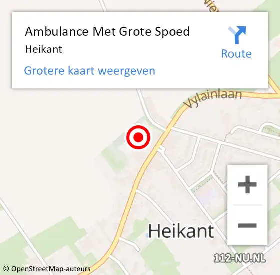 Locatie op kaart van de 112 melding: Ambulance Met Grote Spoed Naar Heikant op 19 juli 2024 12:18