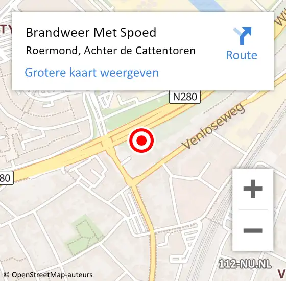 Locatie op kaart van de 112 melding: Brandweer Met Spoed Naar Roermond, Achter de Cattentoren op 19 juli 2024 12:26