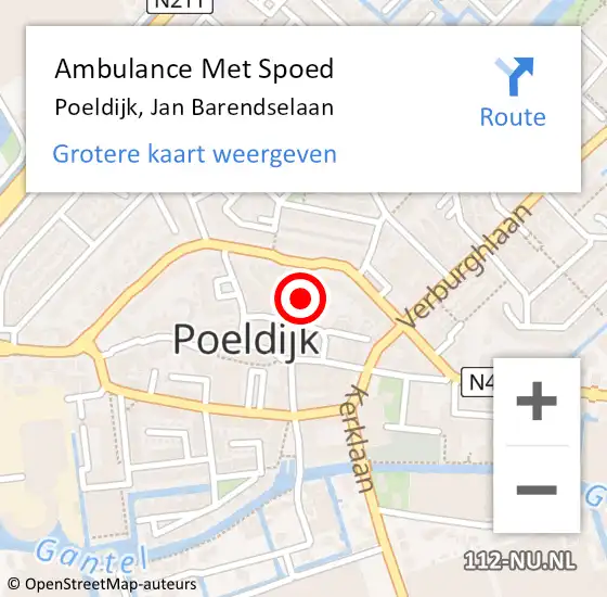 Locatie op kaart van de 112 melding: Ambulance Met Spoed Naar Poeldijk, Jan Barendselaan op 19 juli 2024 12:27