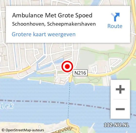 Locatie op kaart van de 112 melding: Ambulance Met Grote Spoed Naar Schoonhoven, Scheepmakershaven op 19 juli 2024 12:37