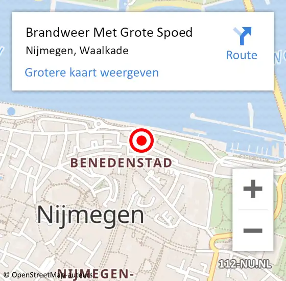 Locatie op kaart van de 112 melding: Brandweer Met Grote Spoed Naar Nijmegen, Waalkade op 19 juli 2024 12:52