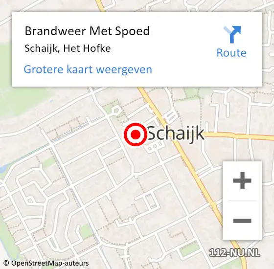 Locatie op kaart van de 112 melding: Brandweer Met Spoed Naar Schaijk, Het Hofke op 19 juli 2024 13:00