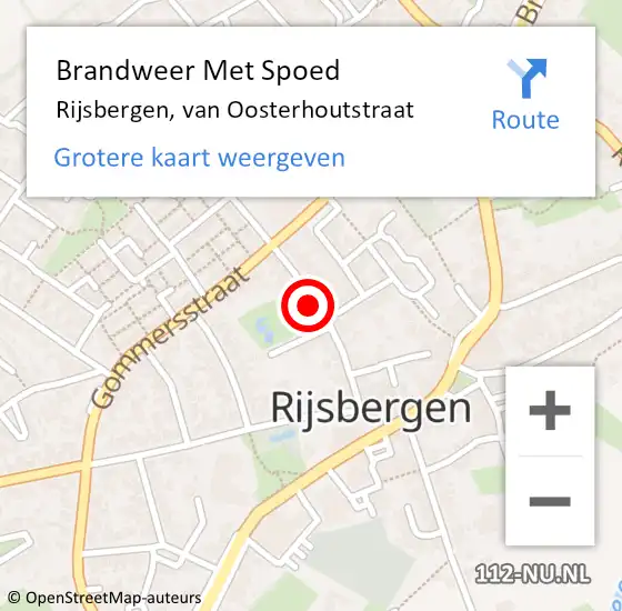 Locatie op kaart van de 112 melding: Brandweer Met Spoed Naar Rijsbergen, van Oosterhoutstraat op 19 juli 2024 13:01