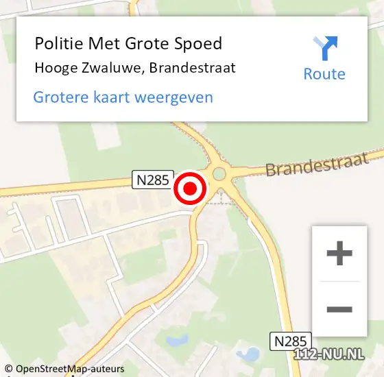 Locatie op kaart van de 112 melding: Politie Met Grote Spoed Naar Hooge Zwaluwe, Brandestraat op 19 juli 2024 13:15