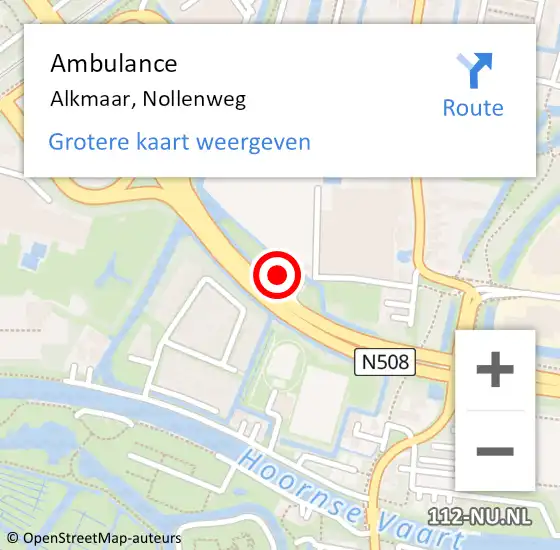 Locatie op kaart van de 112 melding: Ambulance Alkmaar, Nollenweg op 19 juli 2024 13:17