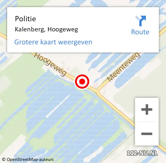 Locatie op kaart van de 112 melding: Politie Kalenberg, Hoogeweg op 19 juli 2024 13:29