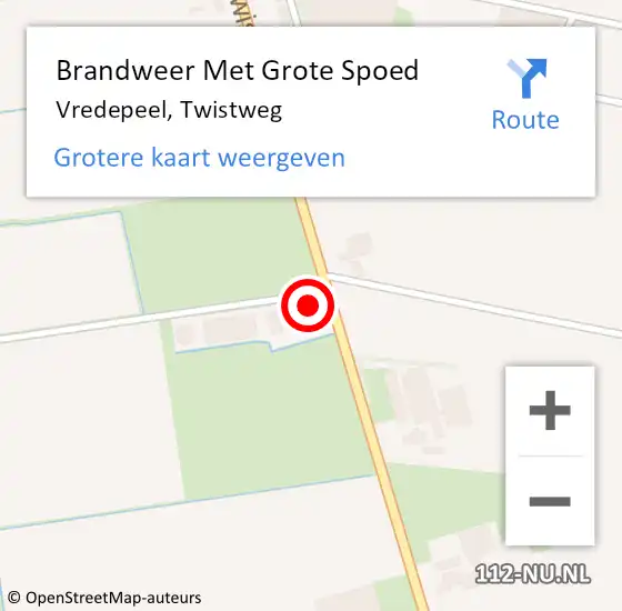 Locatie op kaart van de 112 melding: Brandweer Met Grote Spoed Naar Vredepeel, Twistweg op 19 juli 2024 13:38