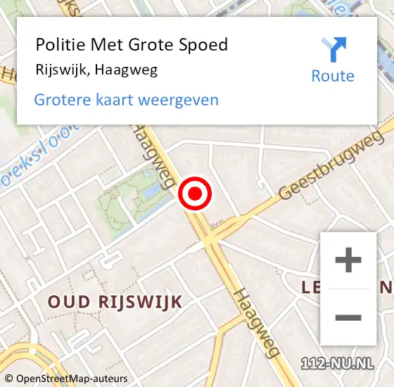 Locatie op kaart van de 112 melding: Politie Met Grote Spoed Naar Rijswijk, Haagweg op 19 juli 2024 13:39