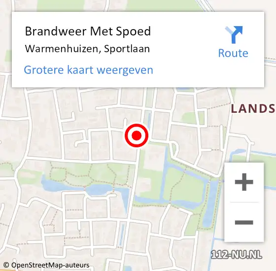 Locatie op kaart van de 112 melding: Brandweer Met Spoed Naar Warmenhuizen, Sportlaan op 19 juli 2024 13:50