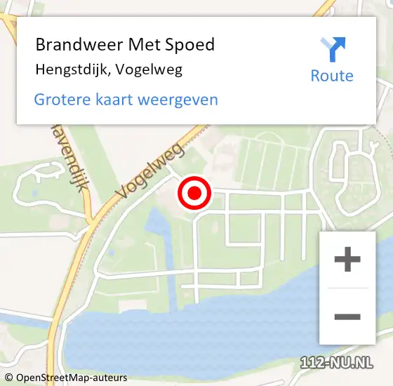 Locatie op kaart van de 112 melding: Brandweer Met Spoed Naar Hengstdijk, Vogelweg op 19 juli 2024 13:58