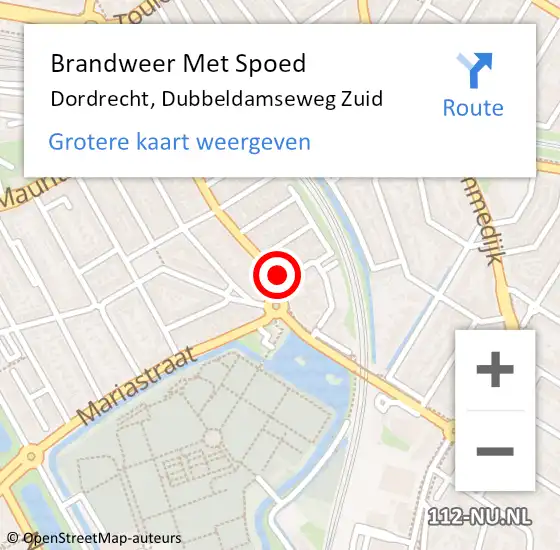 Locatie op kaart van de 112 melding: Brandweer Met Spoed Naar Dordrecht, Dubbeldamseweg Zuid op 19 juli 2024 14:07