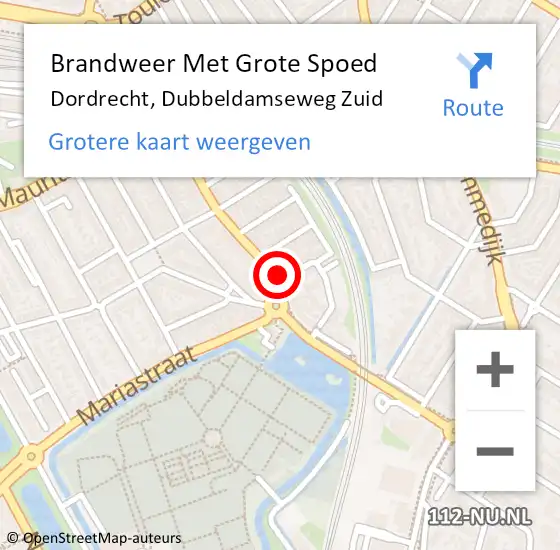 Locatie op kaart van de 112 melding: Brandweer Met Grote Spoed Naar Dordrecht, Dubbeldamseweg Zuid op 19 juli 2024 14:07