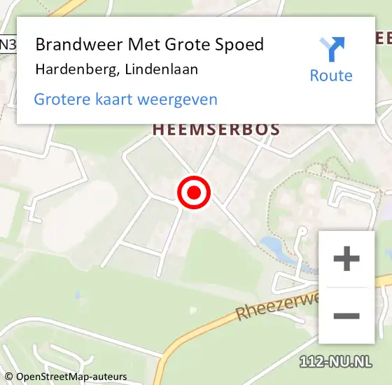 Locatie op kaart van de 112 melding: Brandweer Met Grote Spoed Naar Hardenberg, Lindenlaan op 19 juli 2024 14:12