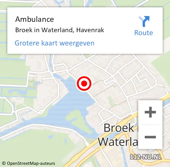 Locatie op kaart van de 112 melding: Ambulance Broek in Waterland, Havenrak op 19 juli 2024 14:18