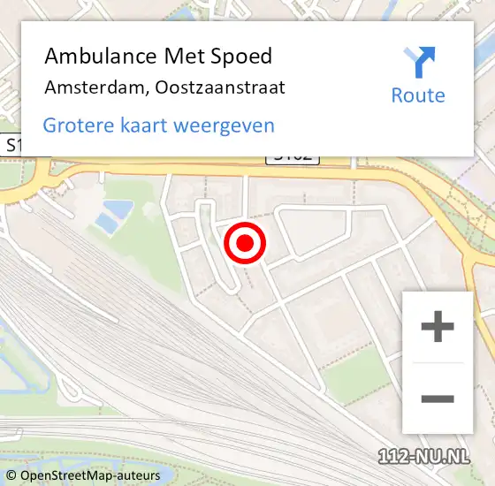 Locatie op kaart van de 112 melding: Ambulance Met Spoed Naar Amsterdam, Oostzaanstraat op 19 juli 2024 14:24