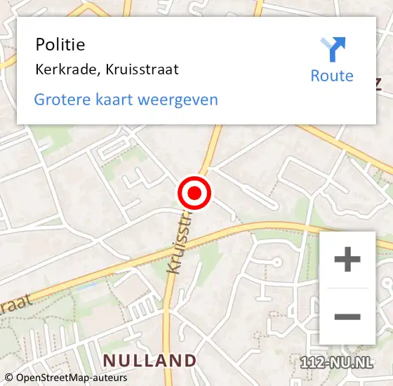 Locatie op kaart van de 112 melding: Politie Kerkrade, Kruisstraat op 19 juli 2024 14:40