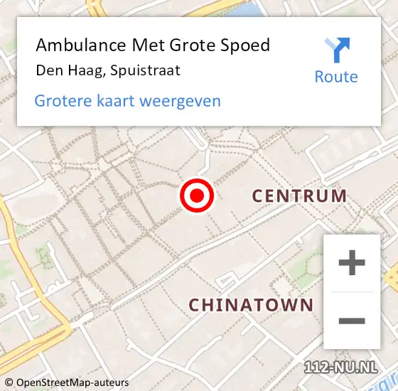 Locatie op kaart van de 112 melding: Ambulance Met Grote Spoed Naar Den Haag, Spuistraat op 19 juli 2024 15:18