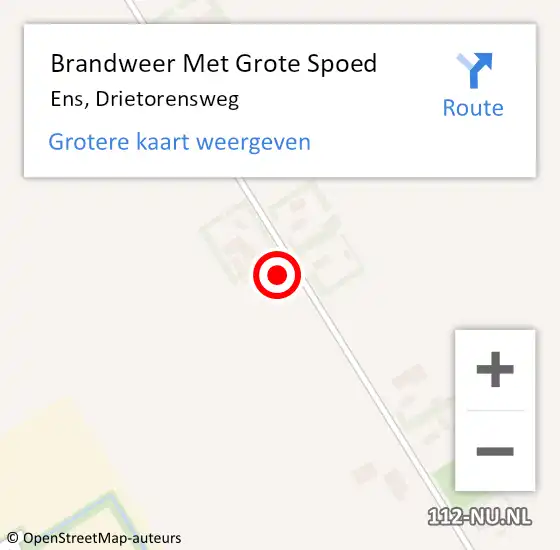 Locatie op kaart van de 112 melding: Brandweer Met Grote Spoed Naar Ens, Drietorensweg op 19 juli 2024 15:47