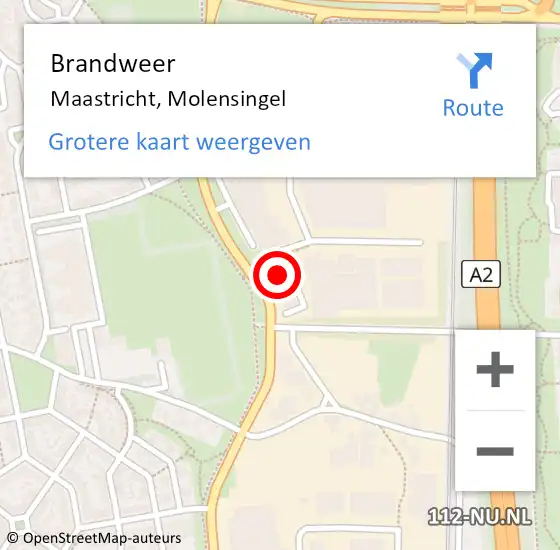 Locatie op kaart van de 112 melding: Brandweer Maastricht, Molensingel op 19 juli 2024 15:49