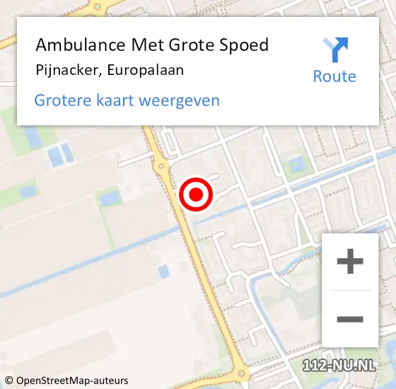 Locatie op kaart van de 112 melding: Ambulance Met Grote Spoed Naar Pijnacker, Europalaan op 19 juli 2024 15:50