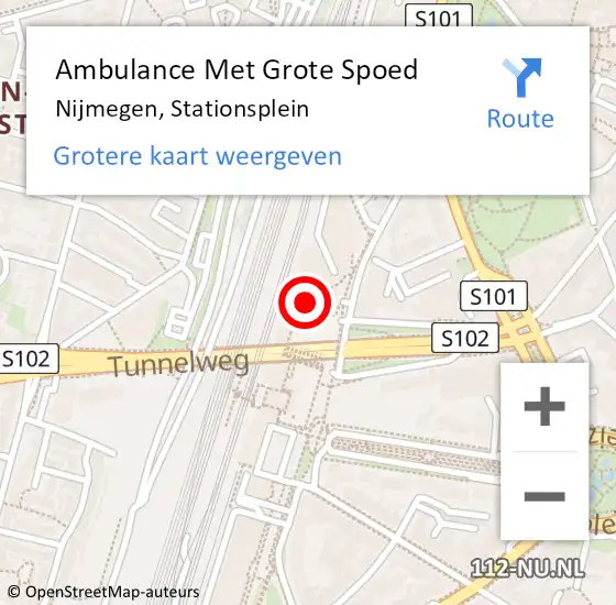 Locatie op kaart van de 112 melding: Ambulance Met Grote Spoed Naar Nijmegen, Stationsplein op 19 juli 2024 15:57