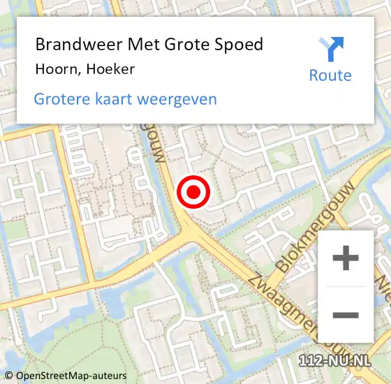 Locatie op kaart van de 112 melding: Brandweer Met Grote Spoed Naar Hoorn, Hoeker op 19 juli 2024 15:59