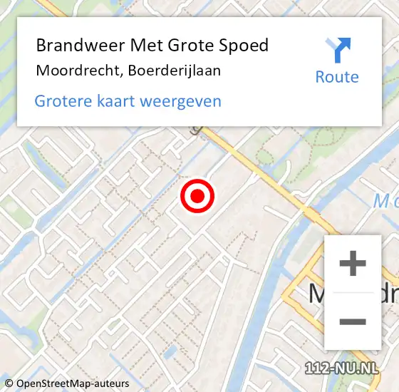 Locatie op kaart van de 112 melding: Brandweer Met Grote Spoed Naar Moordrecht, Boerderijlaan op 19 juli 2024 16:48