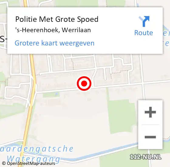 Locatie op kaart van de 112 melding: Politie Met Grote Spoed Naar 's-Heerenhoek, Werrilaan op 19 juli 2024 16:48