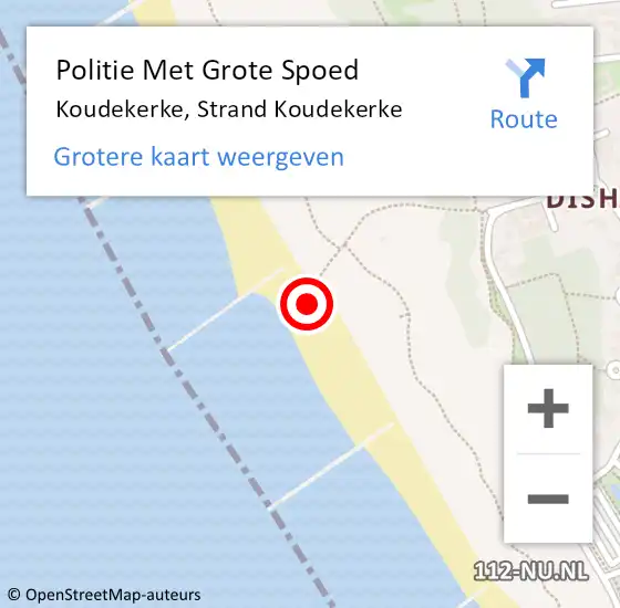 Locatie op kaart van de 112 melding: Politie Met Grote Spoed Naar Koudekerke, Strand Koudekerke op 19 juli 2024 16:53