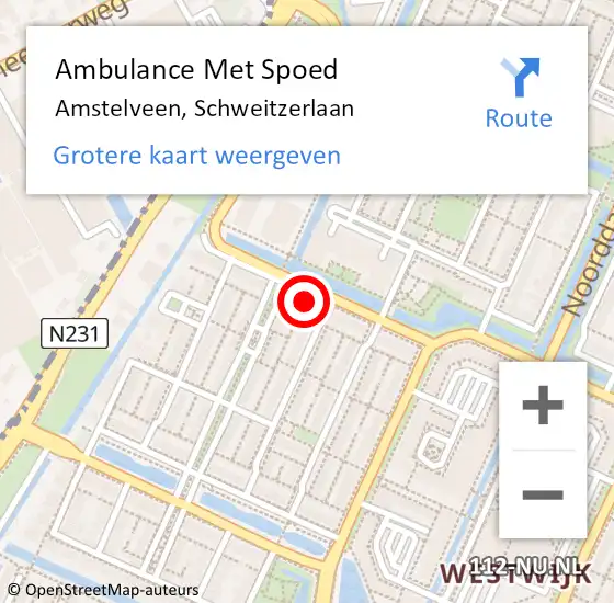 Locatie op kaart van de 112 melding: Ambulance Met Spoed Naar Amstelveen, Schweitzerlaan op 19 juli 2024 16:56