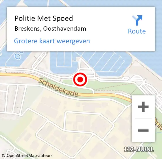 Locatie op kaart van de 112 melding: Politie Met Spoed Naar Breskens, Oosthavendam op 19 juli 2024 16:58