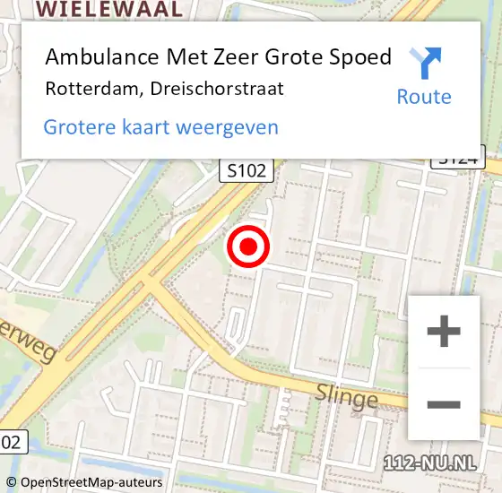 Locatie op kaart van de 112 melding: Ambulance Met Zeer Grote Spoed Naar Rotterdam, Dreischorstraat op 19 juli 2024 17:00