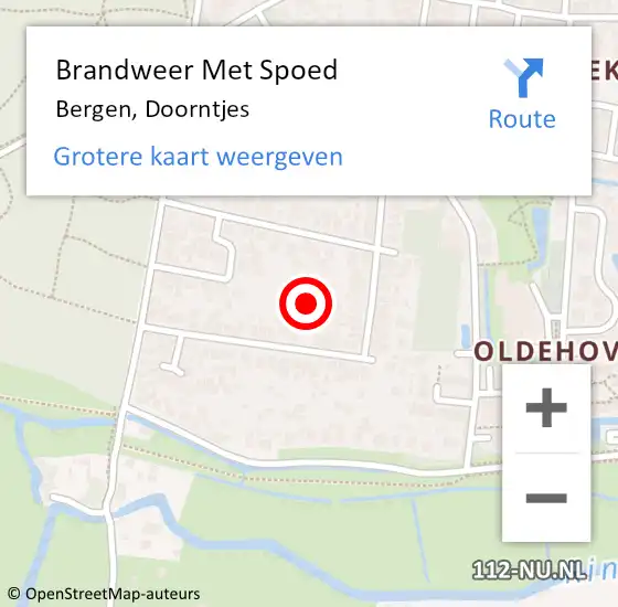 Locatie op kaart van de 112 melding: Brandweer Met Spoed Naar Bergen, Doorntjes op 19 juli 2024 17:03