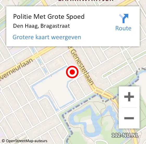 Locatie op kaart van de 112 melding: Politie Met Grote Spoed Naar Den Haag, Bragastraat op 19 juli 2024 17:09