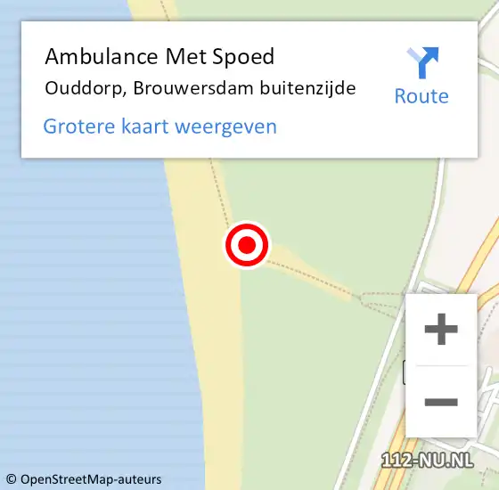 Locatie op kaart van de 112 melding: Ambulance Met Spoed Naar Ouddorp, Brouwersdam buitenzijde op 19 juli 2024 17:12