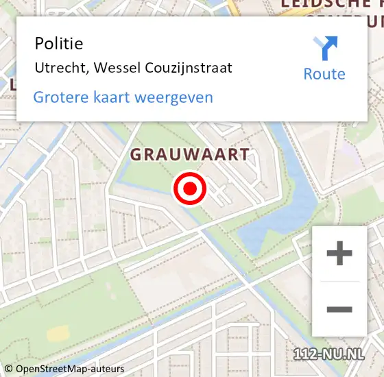 Locatie op kaart van de 112 melding: Politie Utrecht, Wessel Couzijnstraat op 19 juli 2024 17:30