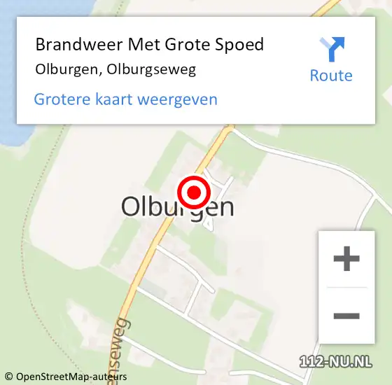 Locatie op kaart van de 112 melding: Brandweer Met Grote Spoed Naar Olburgen, Olburgseweg op 19 juli 2024 17:34