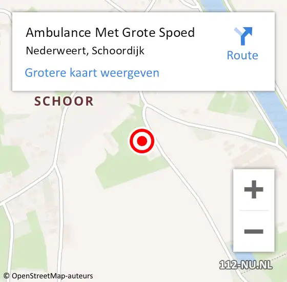 Locatie op kaart van de 112 melding: Ambulance Met Grote Spoed Naar Nederweert, Schoordijk op 19 juli 2024 17:50