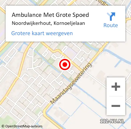 Locatie op kaart van de 112 melding: Ambulance Met Grote Spoed Naar Noordwijkerhout, Kornoeljelaan op 19 juli 2024 18:45